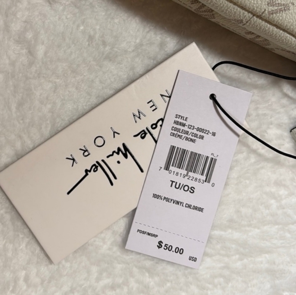 CLEARANCE! Nicole Miller 2-Piece Bag Set, Bone, Bag: 10×8×2.5, Pouch: 4×1, NWT - Picture 5 of 7